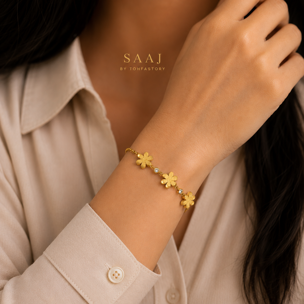 Golden Daisy Bracelet for Women | SAAJ by TohfaStory