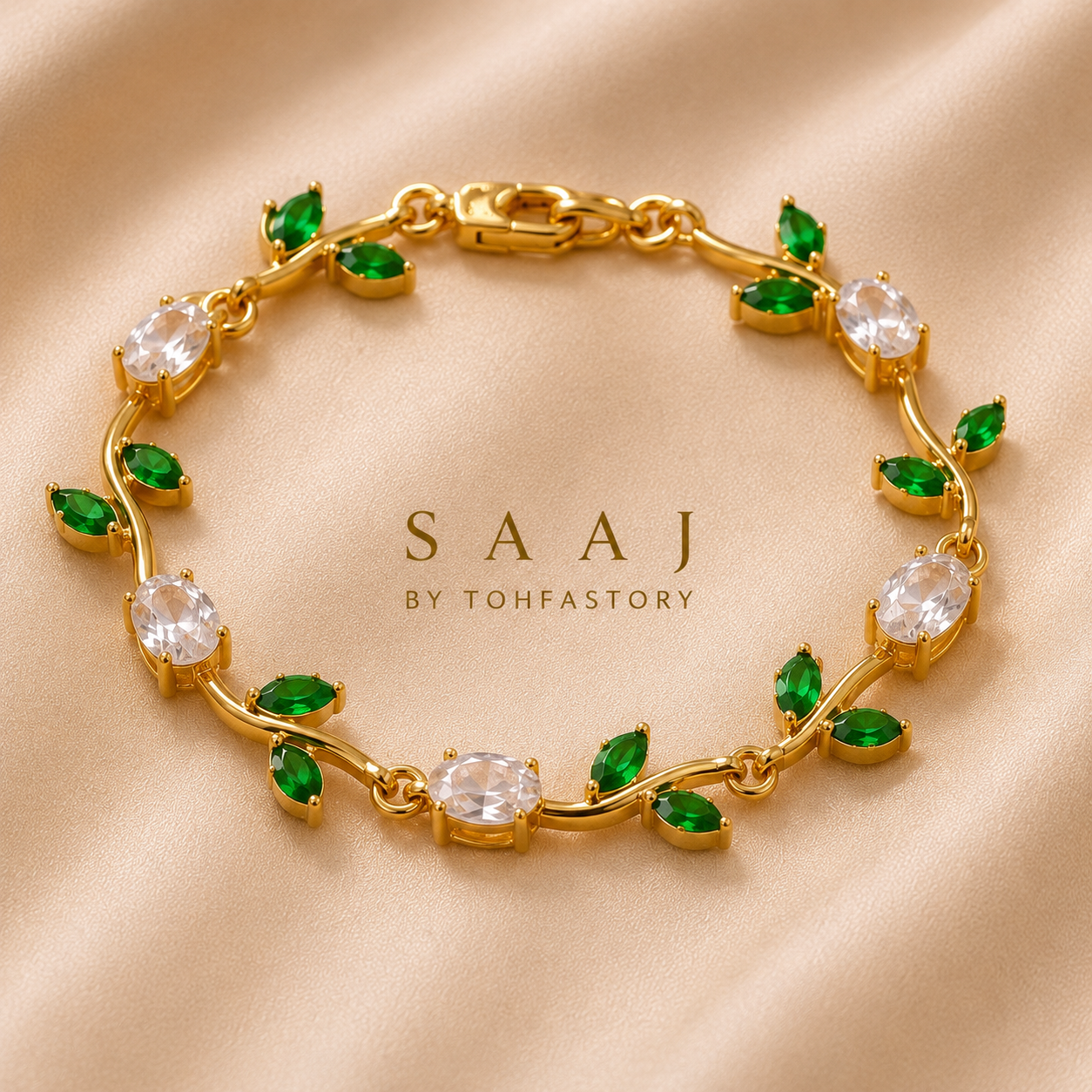 Emerald Tulip Bracelet for Women | SAAJ by TohfaStory