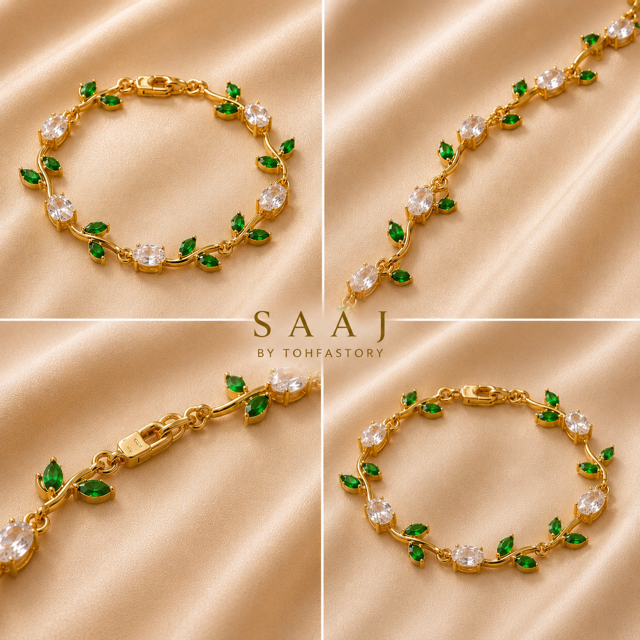 Emerald Tulip Bracelet for Women | SAAJ by TohfaStory