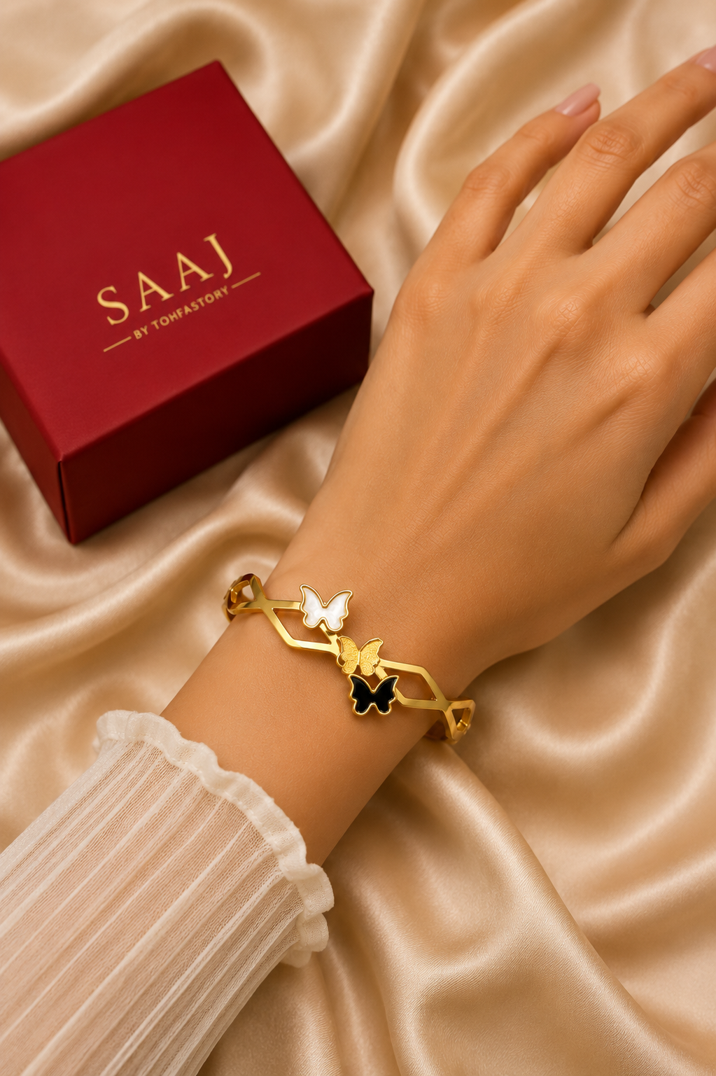 Monarch Butterfly Gold Kada Bracelet for Women | SAAJ by TohfaStory