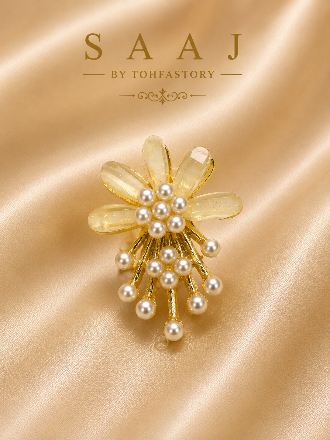 Pearl Bloom Floral Statement Earrings for Women | Gold Flower Pearl Earrings | Elegant Floral Earrings | Wedding & Party Wear Jewellery | SAAJ by TohfaStory