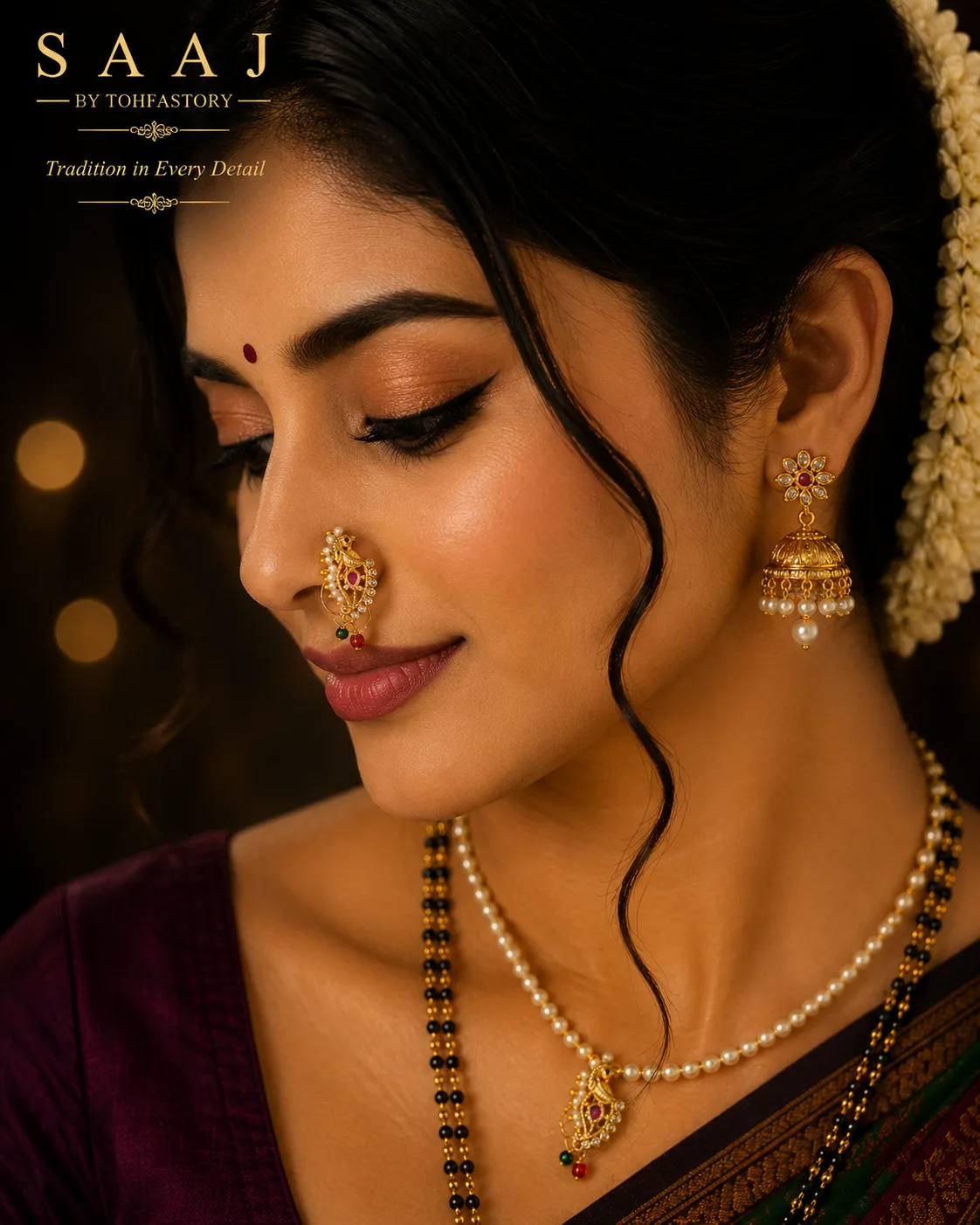 Traditional Maharashtrian Peacock Nath for Women