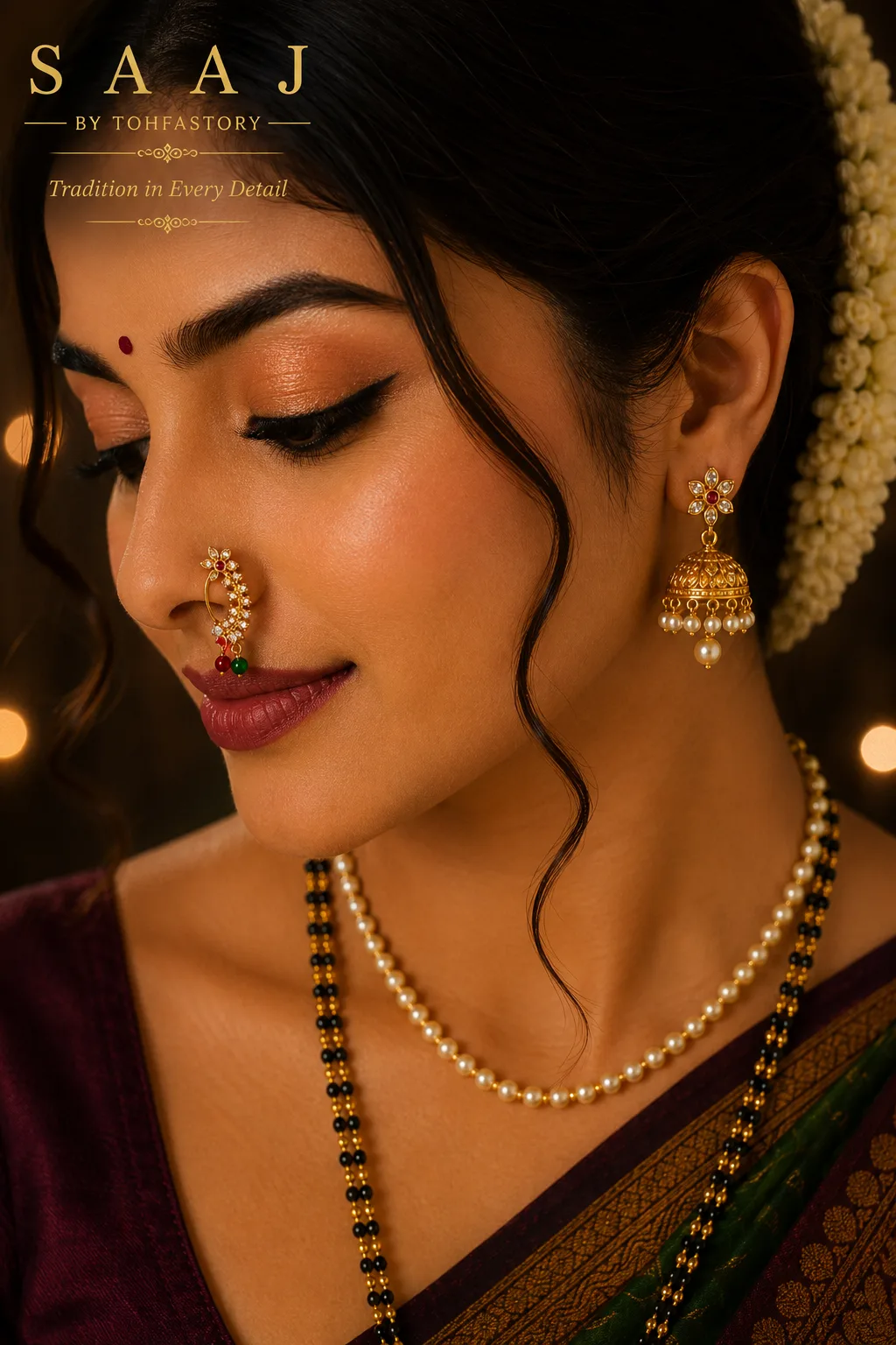 Traditional Floral Maharashtrian Nath for Women
