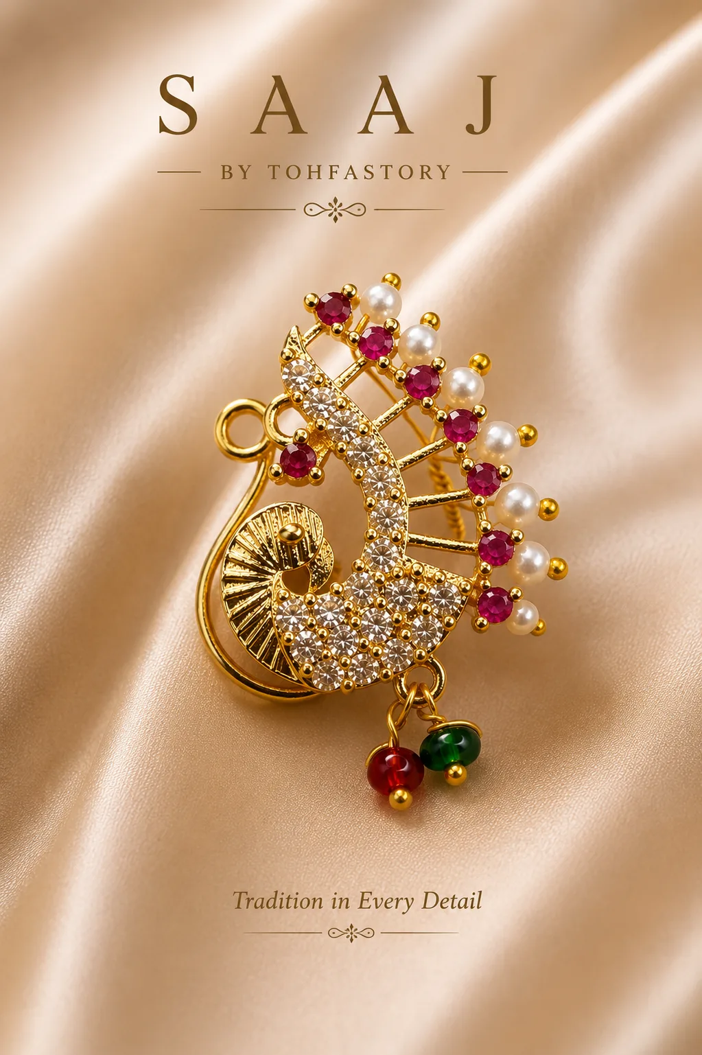 Traditional Peacock Maharashtrian Nath for Women