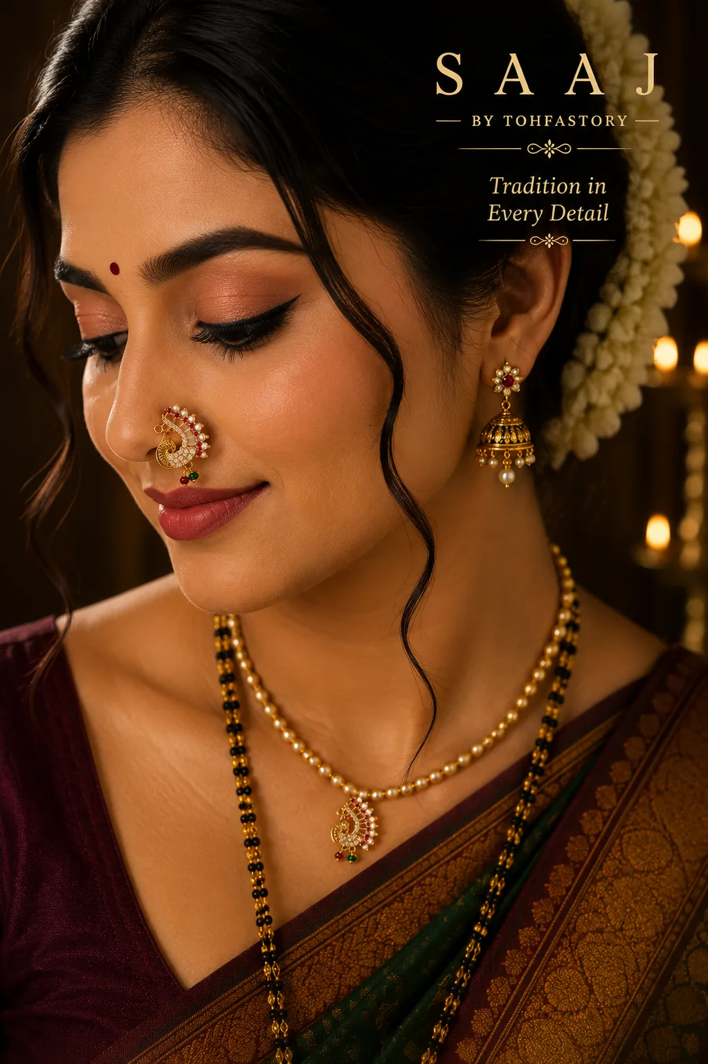 Traditional Peacock Maharashtrian Nath for Women