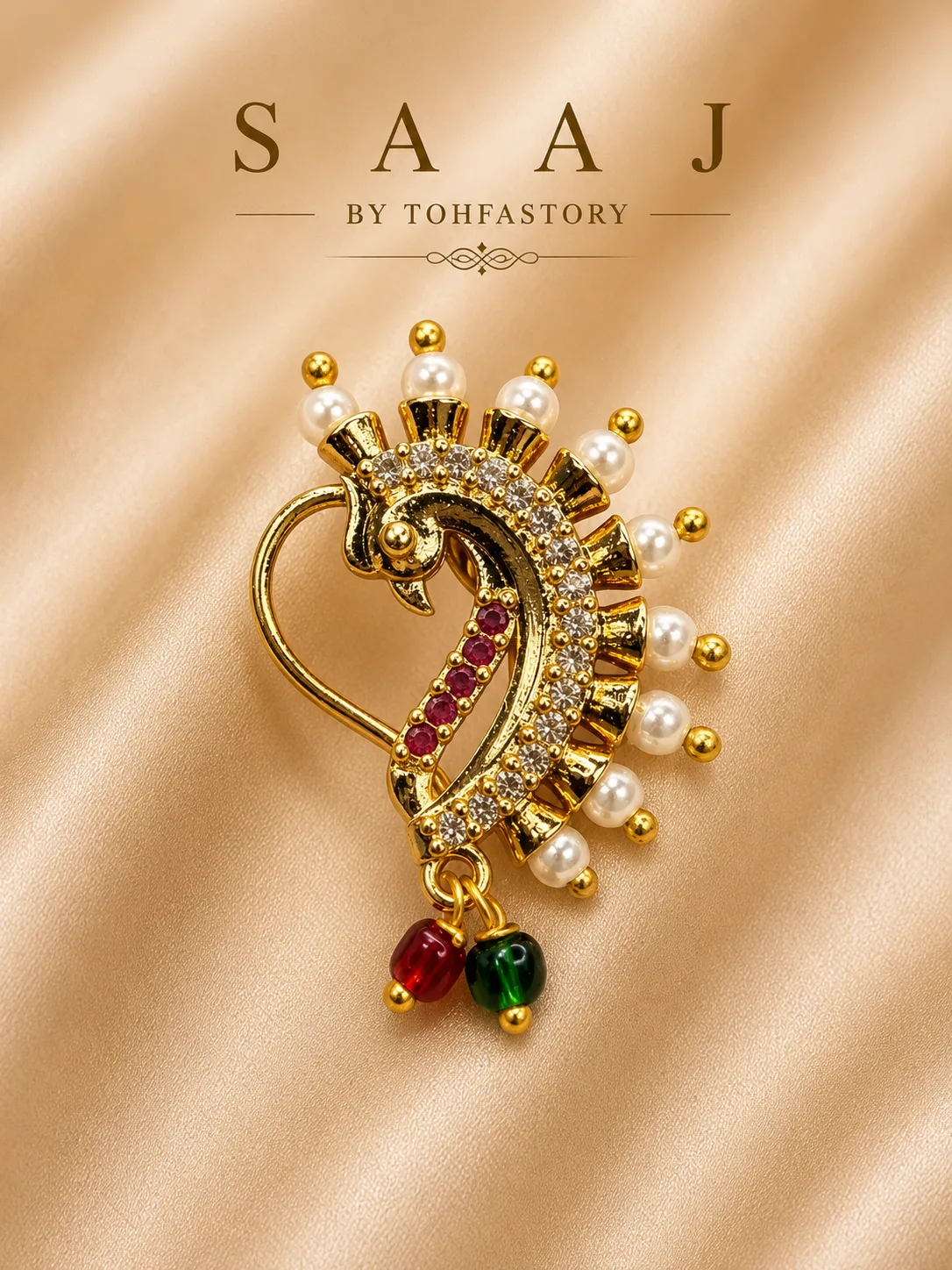 Royal Pearl Crescent Maharashtrian Nath for Women