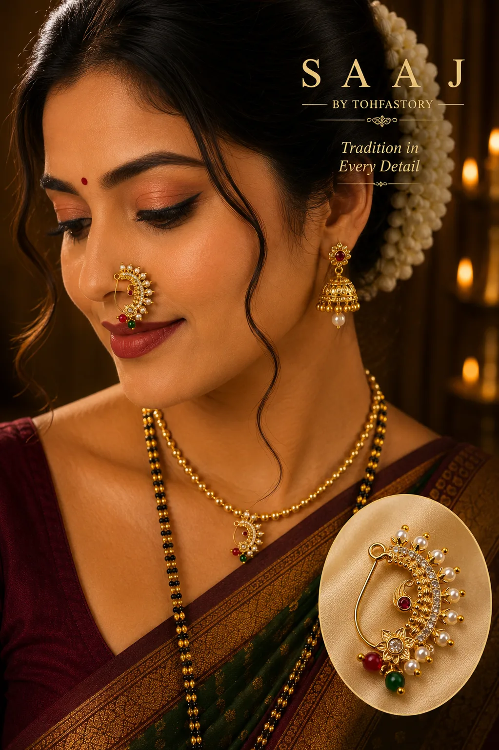 Royal Floral Maharashtrian Nath for Women
