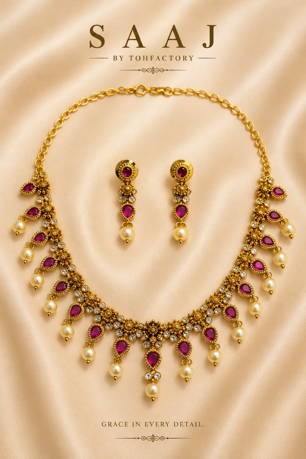 Ruby Stone Necklace Set for Women