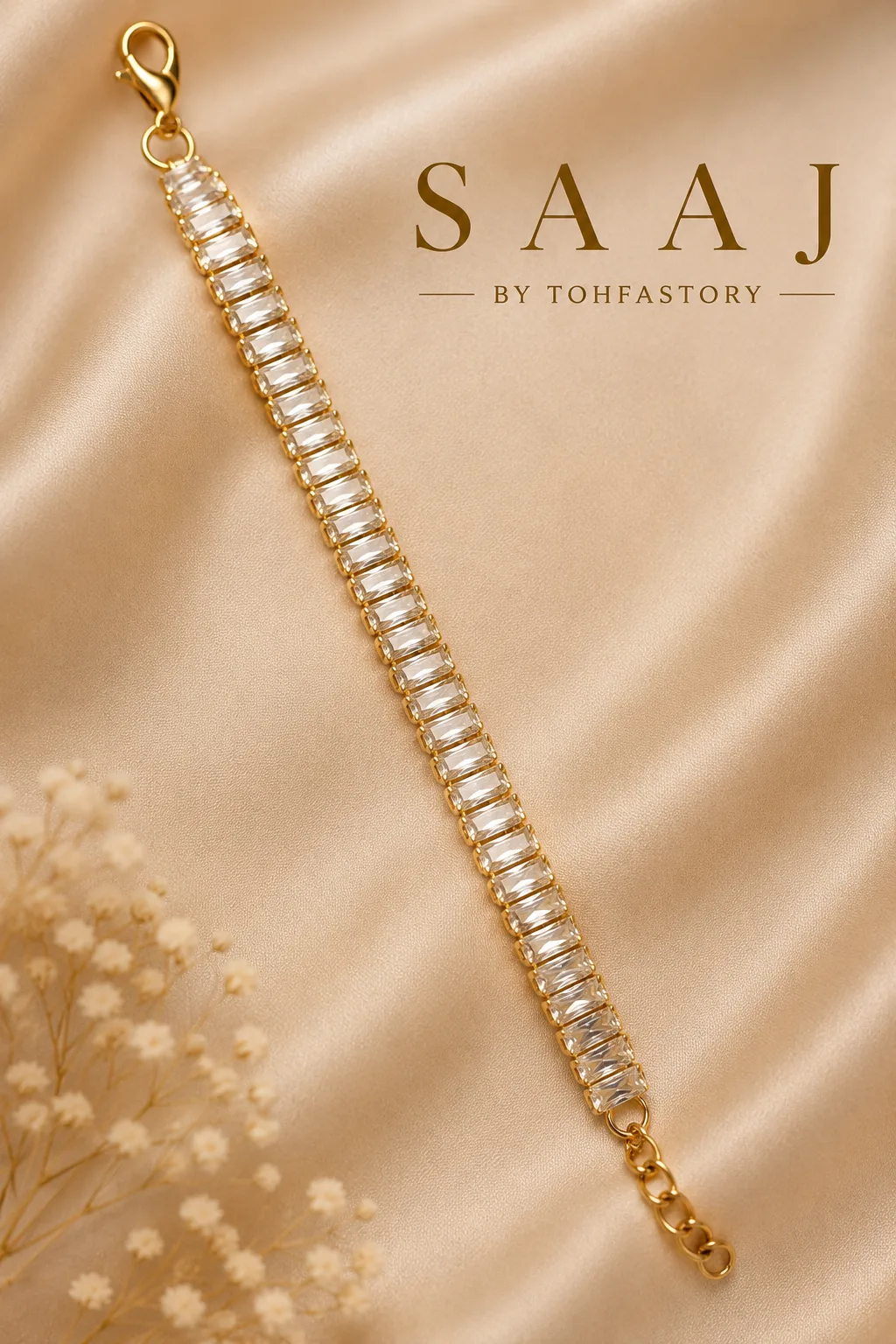Baguette Crystal Tennis Bracelet for Women