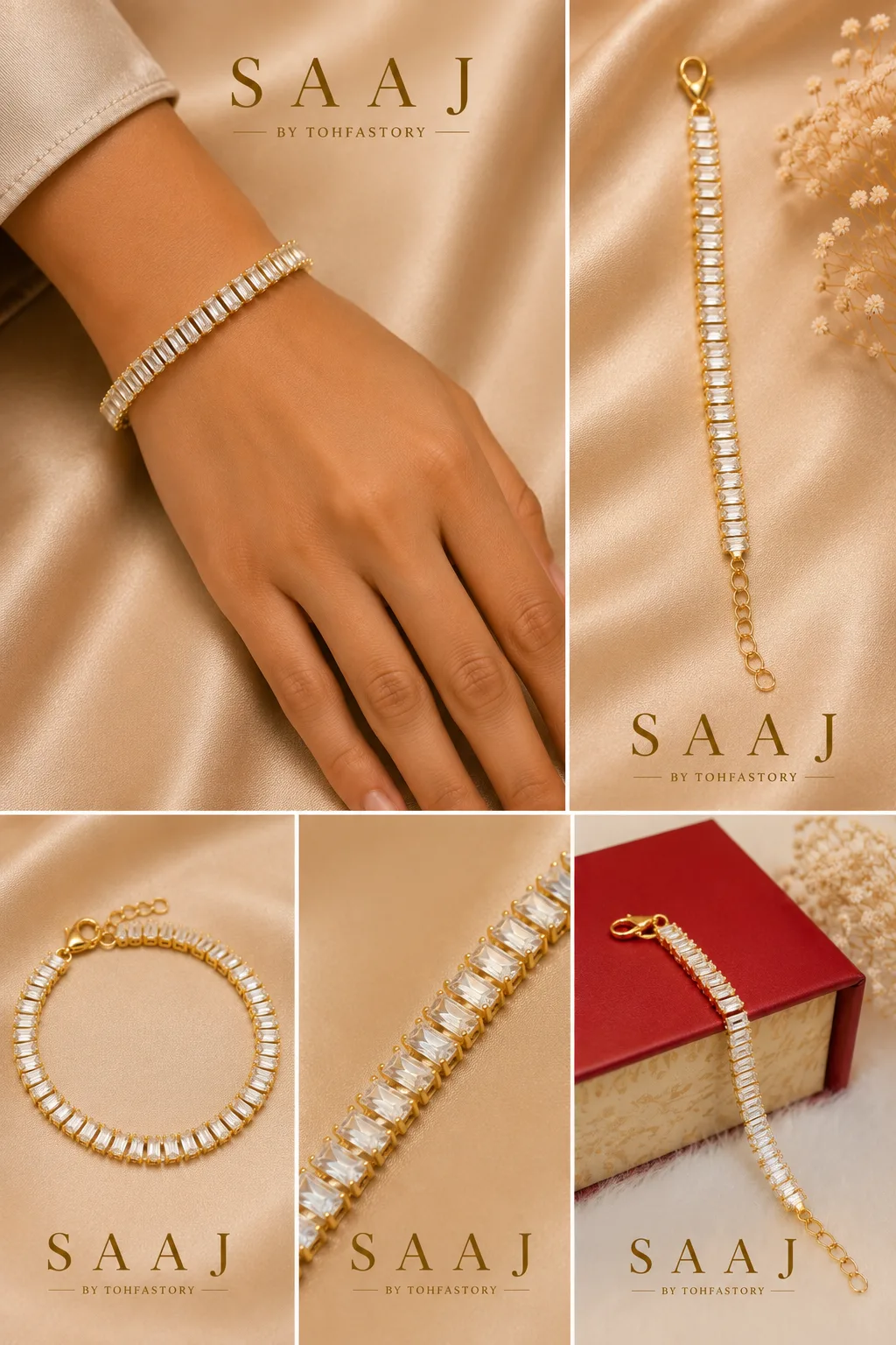 Baguette Crystal Tennis Bracelet for Women