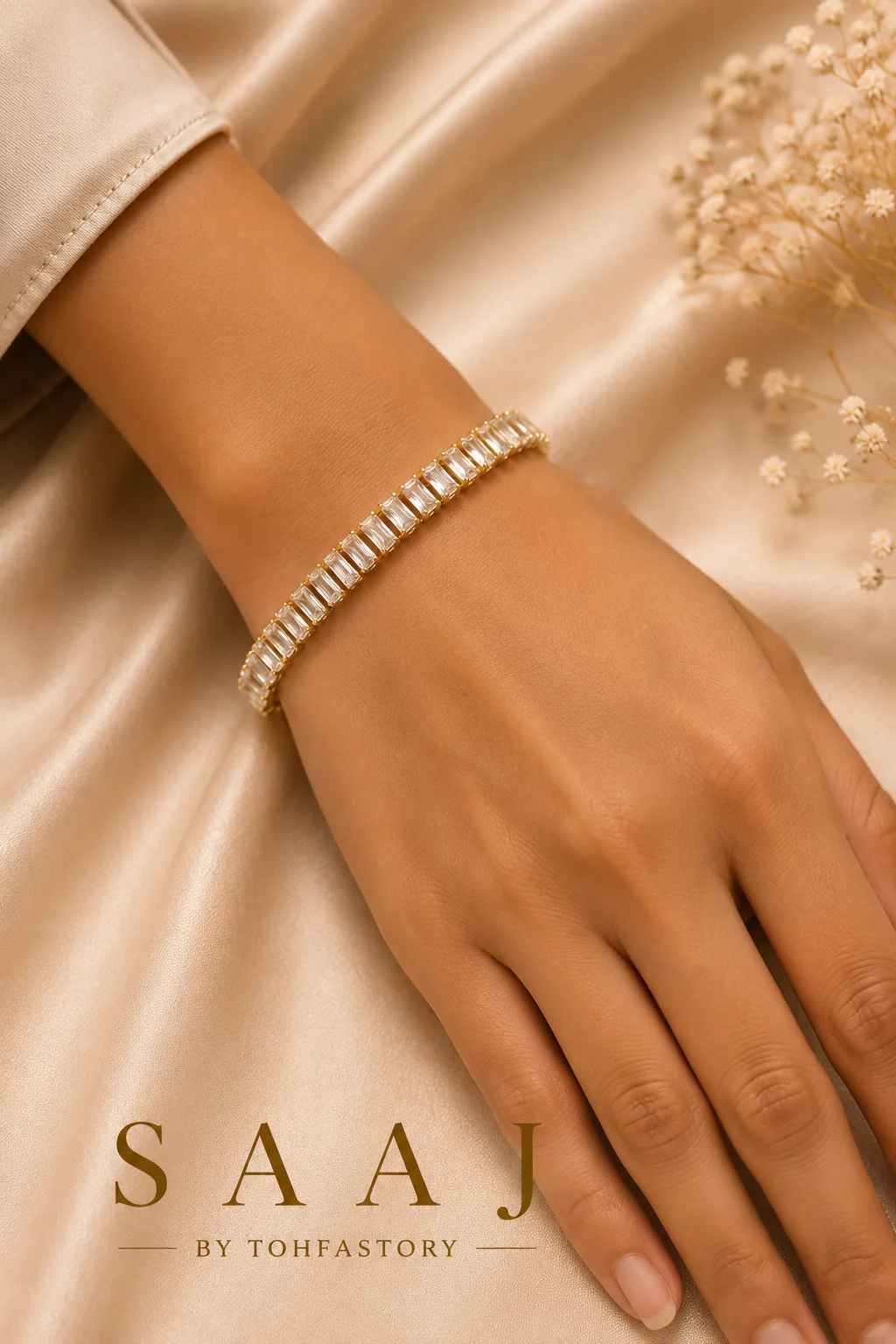 Baguette Crystal Tennis Bracelet for Women