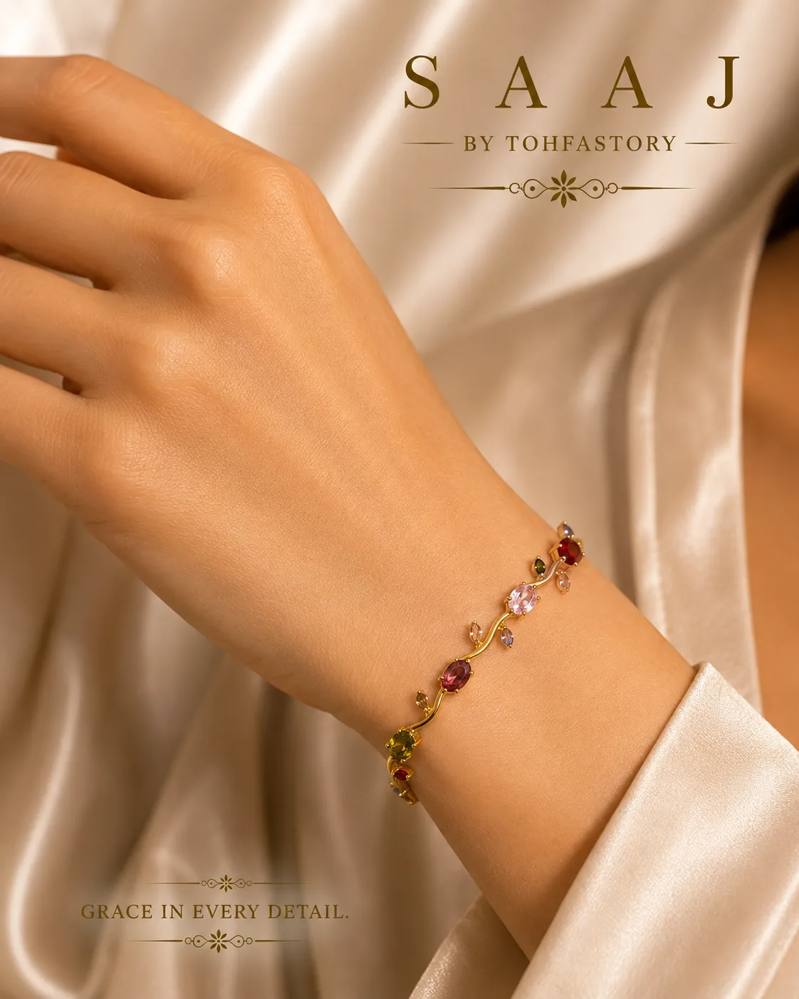 Tulip Multicolour Bracelet for Women | Yellow Pink Purple