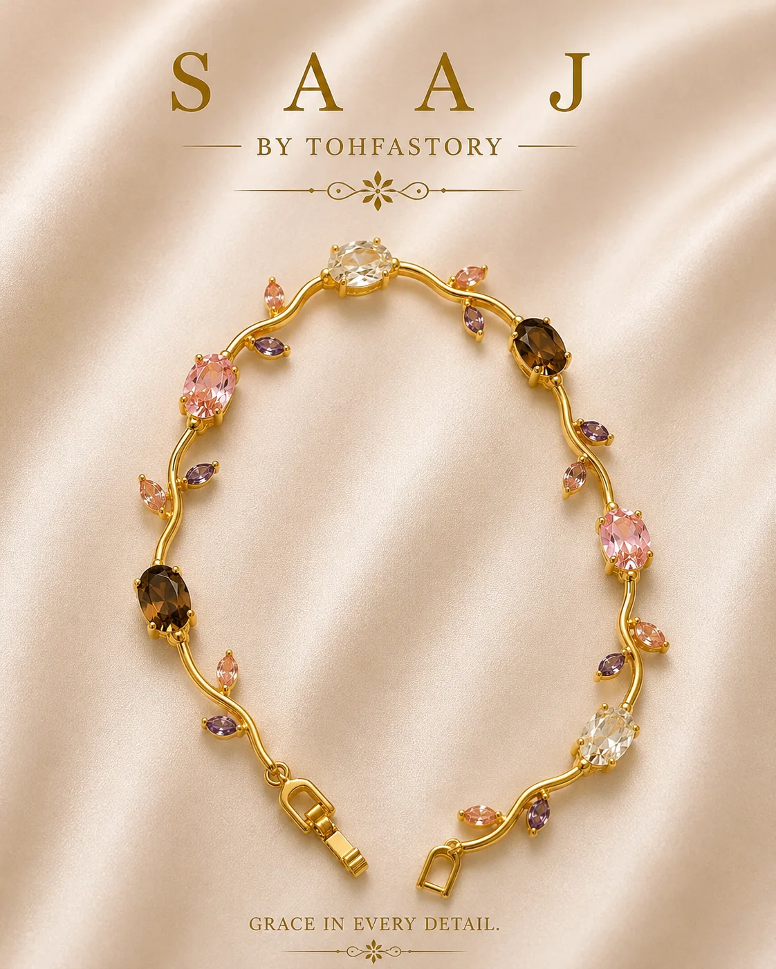 Tulip Blush & Smoky Gemstone Bracelet