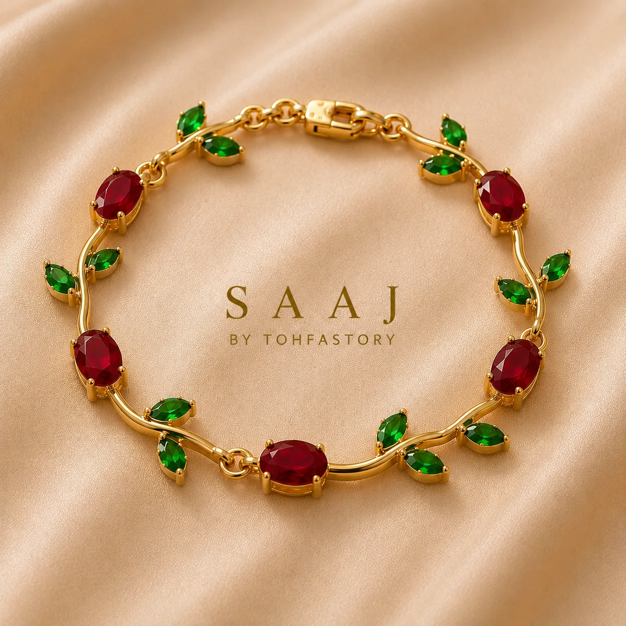 Tulip Ruby & Emerald Vine Bracelet