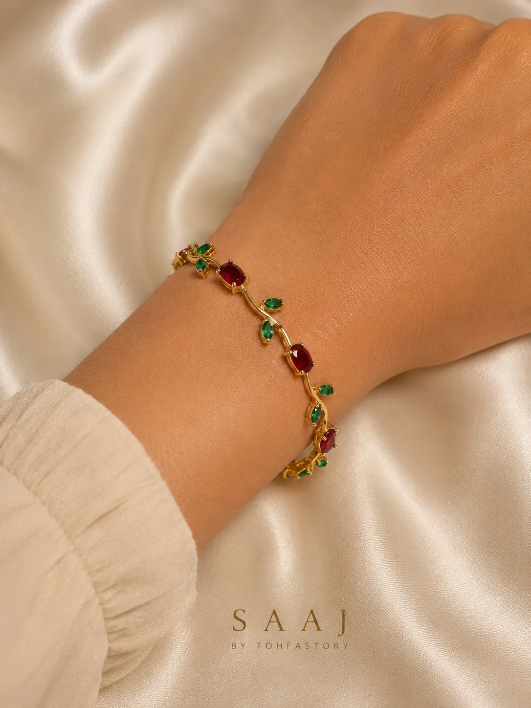 Tulip Ruby & Emerald Vine Bracelet