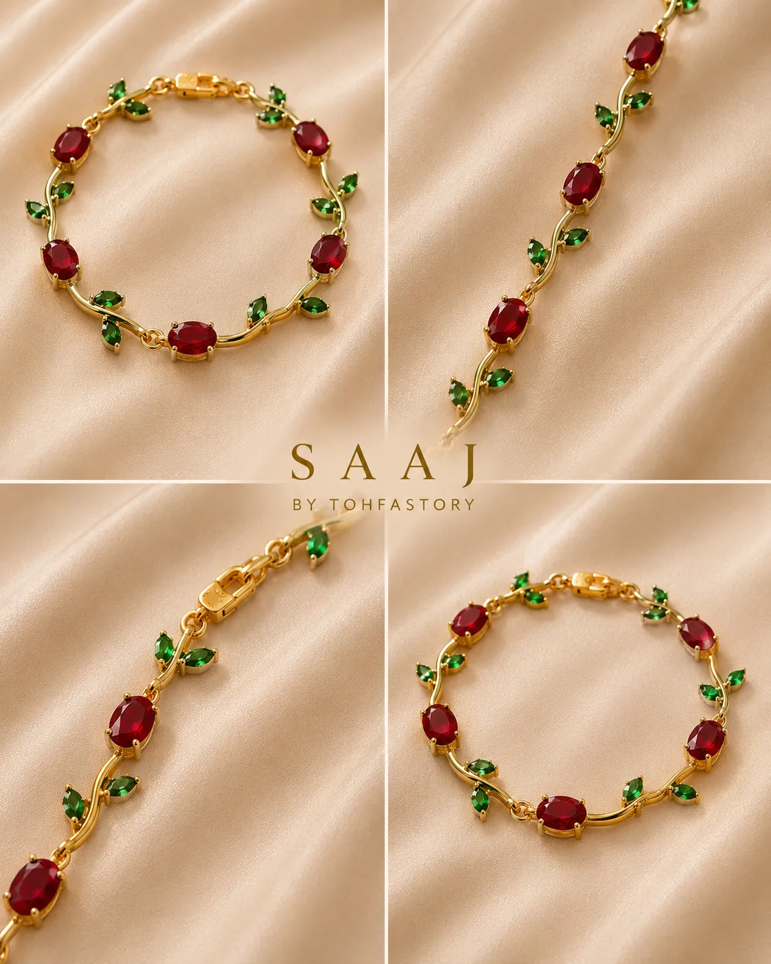 Tulip Ruby & Emerald Vine Bracelet