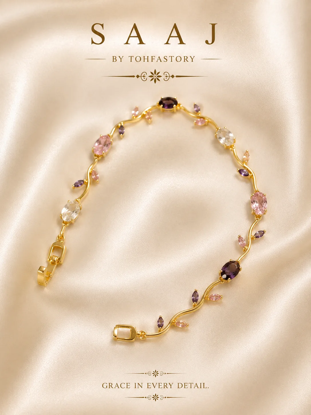 Tulip Amethyst & Blush Gemstone Bracelet