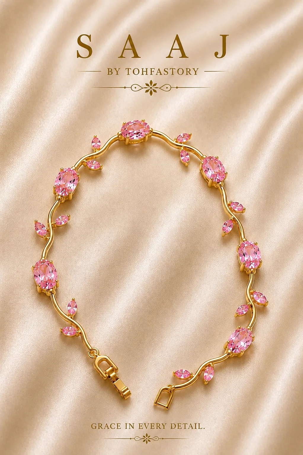 Pink Blossom Vine Bracelet