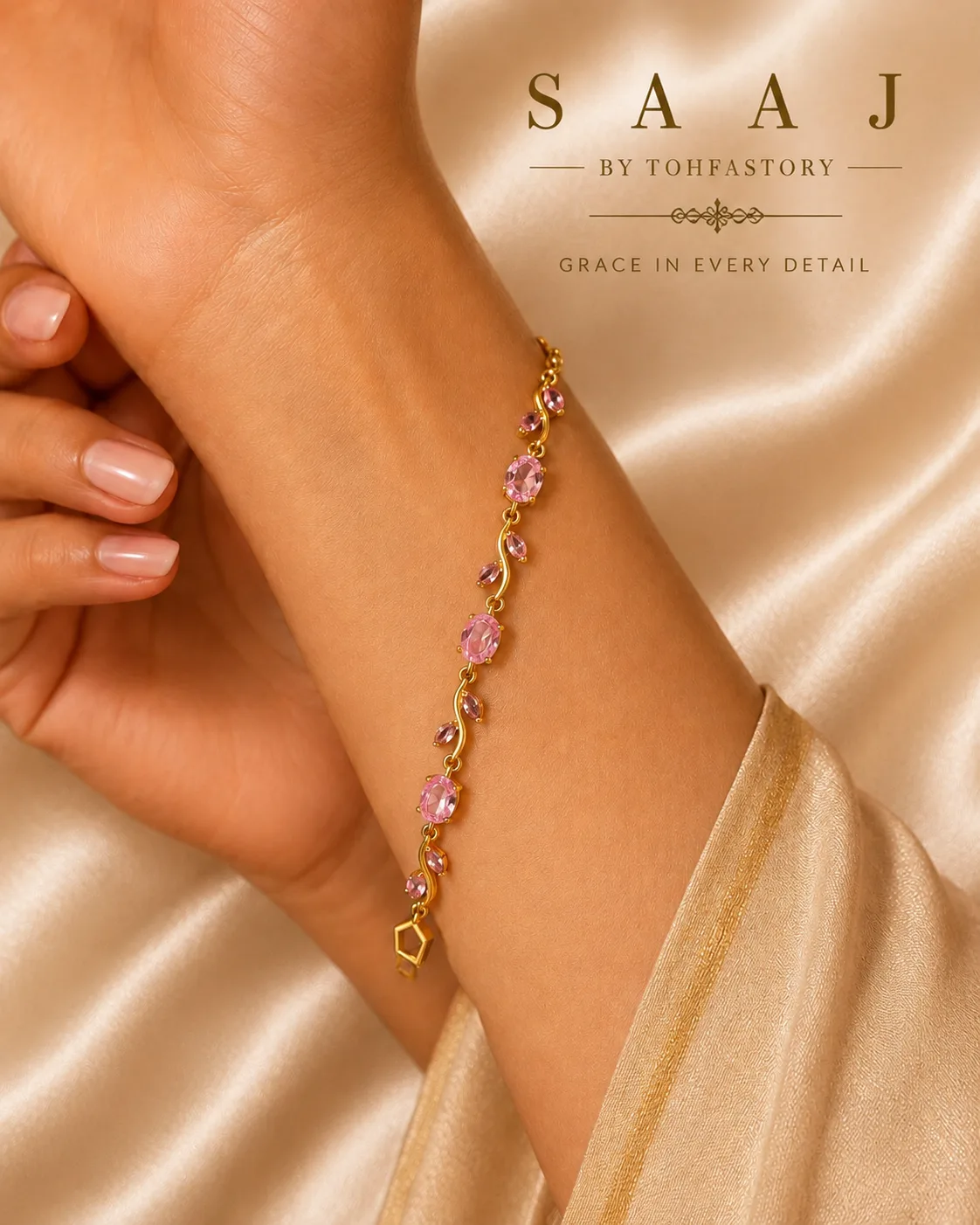 Pink Blossom Vine Bracelet
