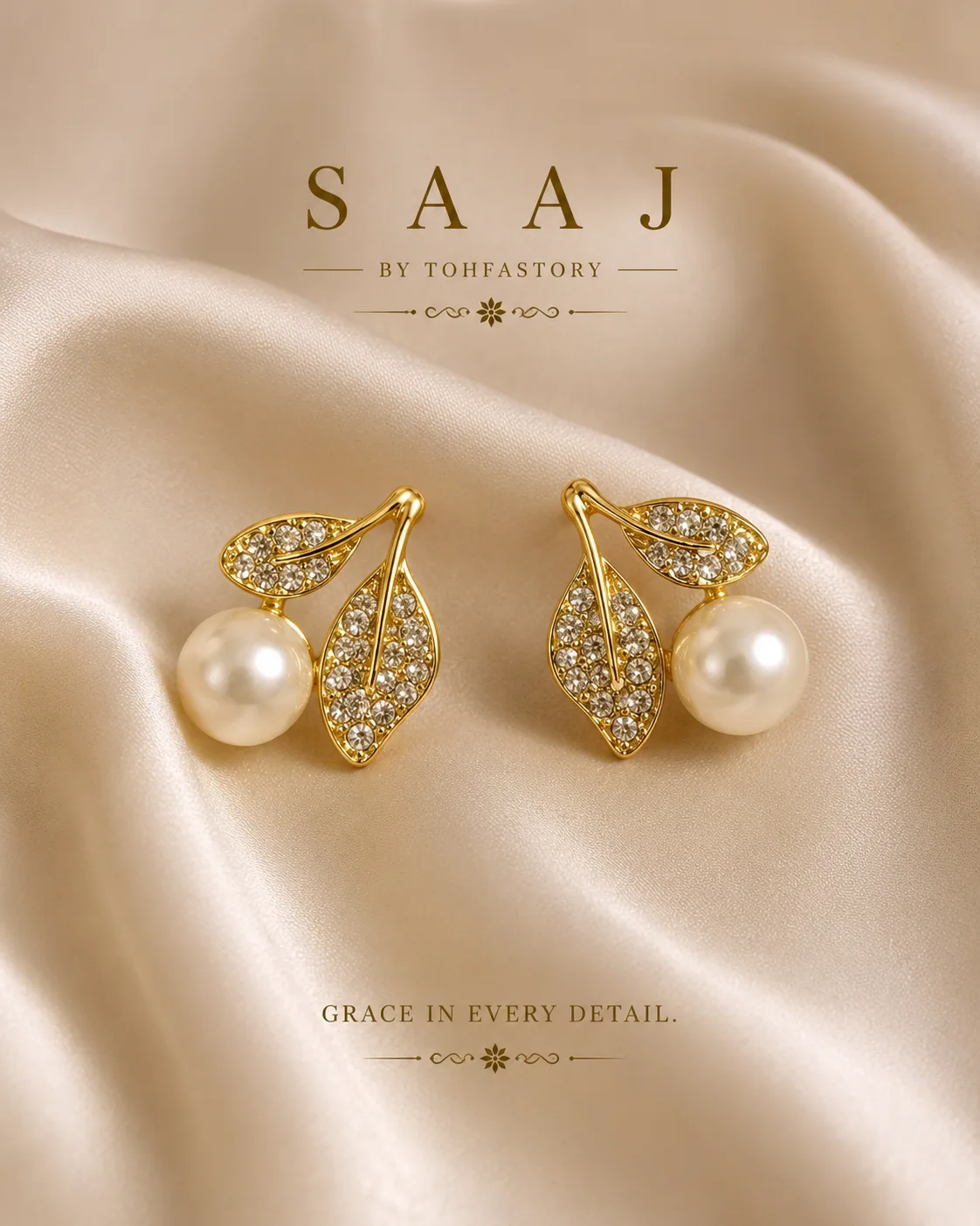 Pearl Leaf Elegance Earrings