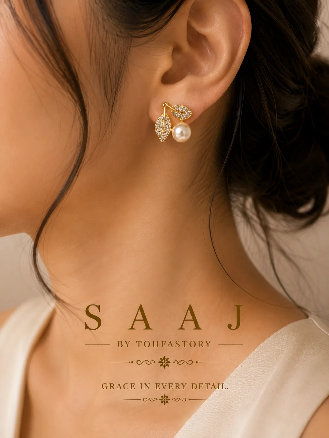 Pearl Leaf Elegance Earrings