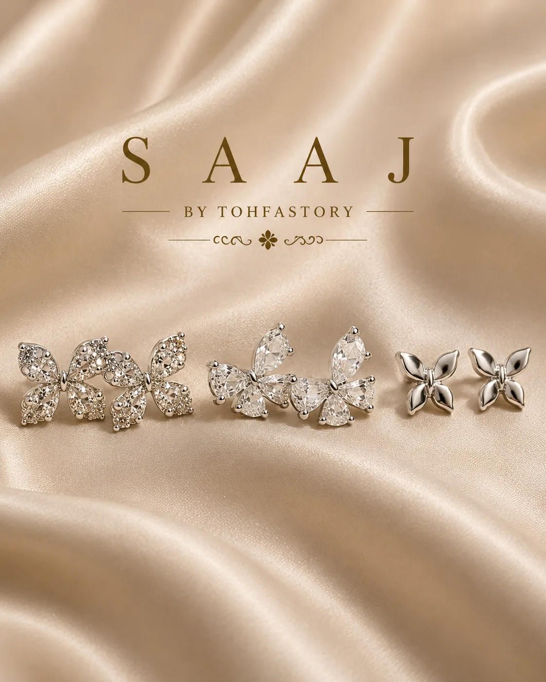 Butterfly Bloom Stud Earrings – 3-Piece Collection